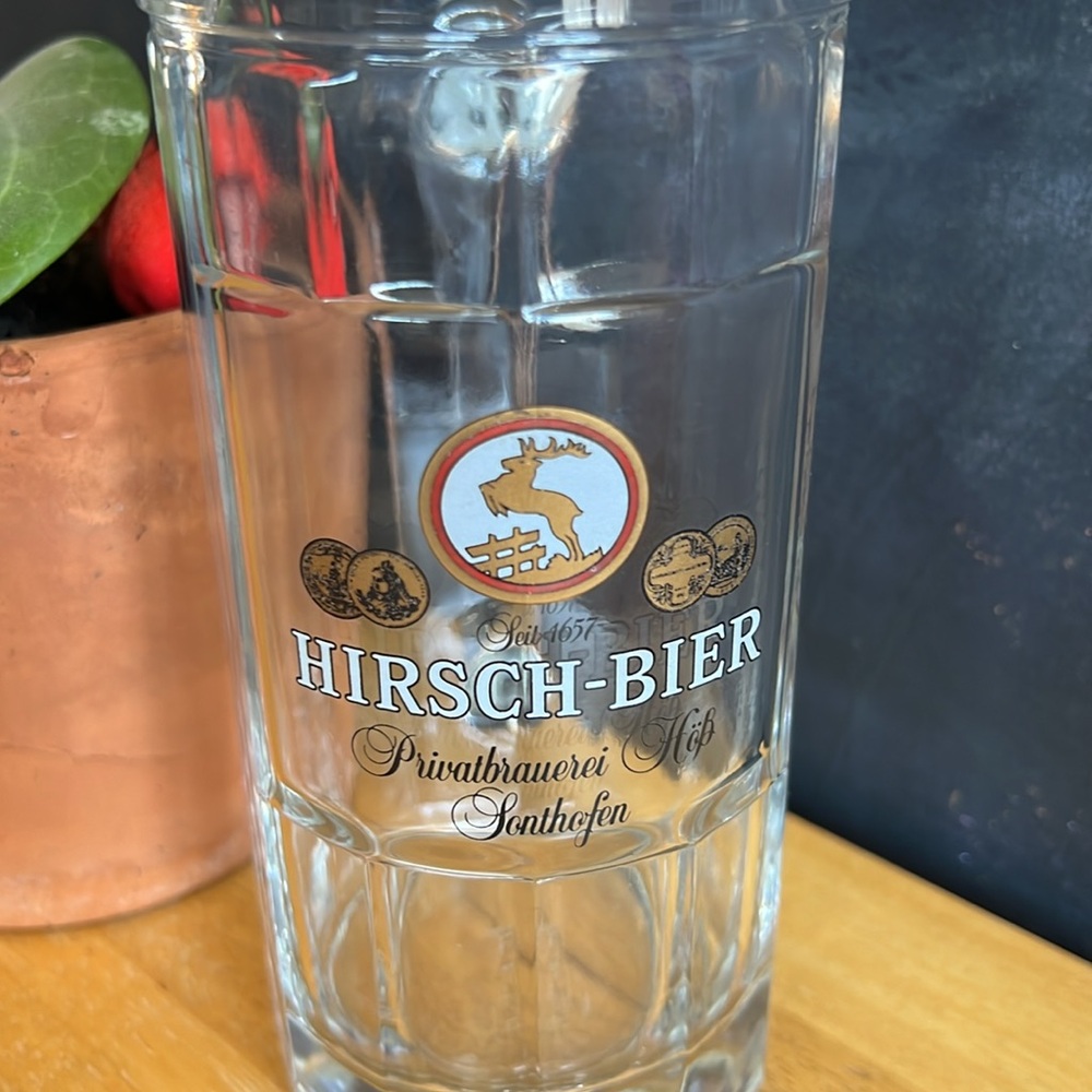 Vintage German Hirsch-Bier Glassware Stein Mugs